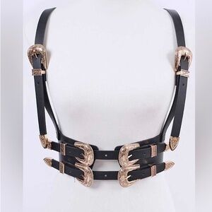 Western Stallion Faux Leather Corset Harness Belt